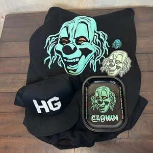 Slipknot Clown Shawn Crahan Lot - Hoodie, Hat, Signed Tray, Enamel Pin, Sticker